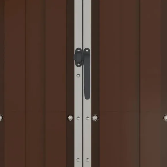 Haveskur i galvaniseret stål - Opbevaringshus | Størrelse: 116x45x175 cm | Farve: Brun