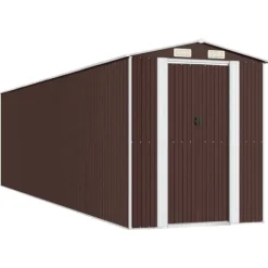 Haveskur i galvaniseret stål - Rummelig opbevaringsløsning | Farve: Mørkebrun | Størrelse: 192x77x223 cm
