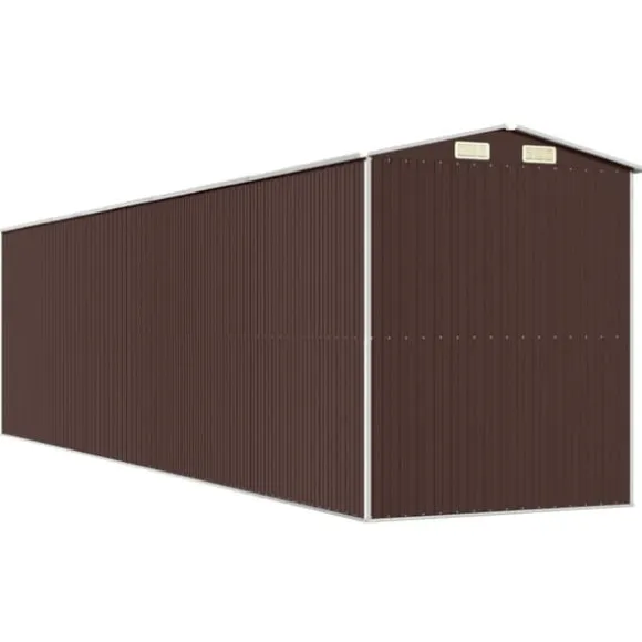 Haveskur i galvaniseret stål - Rummelig opbevaringsløsning | Farve: Mørkebrun | Størrelse: 192x77x223 cm