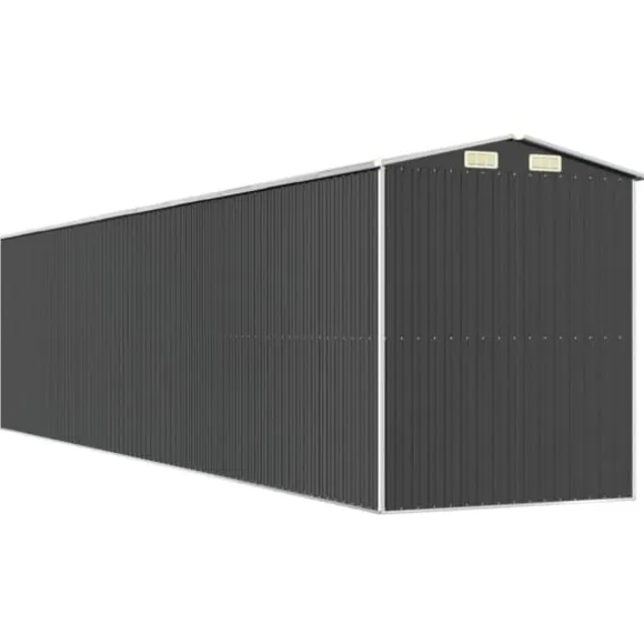 Haveskur i galvaniseret stål - Rummelig udendørs opbevaringsløsning | Størrelse: 192x85x223 cm | Farve: Antracitgrå