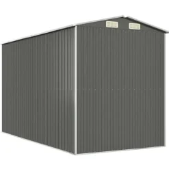 Haveskur i galvaniseret stål - Rummelig opbevaringsløsning | Farve: Lysegrå | Størrelse: 192x357x223 cm