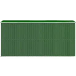 Haveskur i galvaniseret stål - Rummeligt opbevaringsskur | Farve: Grøn | Størrelse: 192x440x223 cm