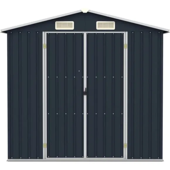 Haveskur i galvaniseret stål - Holdbart opbevaringshus | Farve: Antracitgrå | Størrelse: 205x129x183 cm