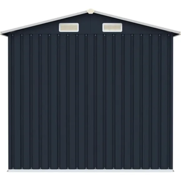 Haveskur i galvaniseret stål - Holdbart opbevaringshus | Farve: Antracitgrå | Størrelse: 205x129x183 cm