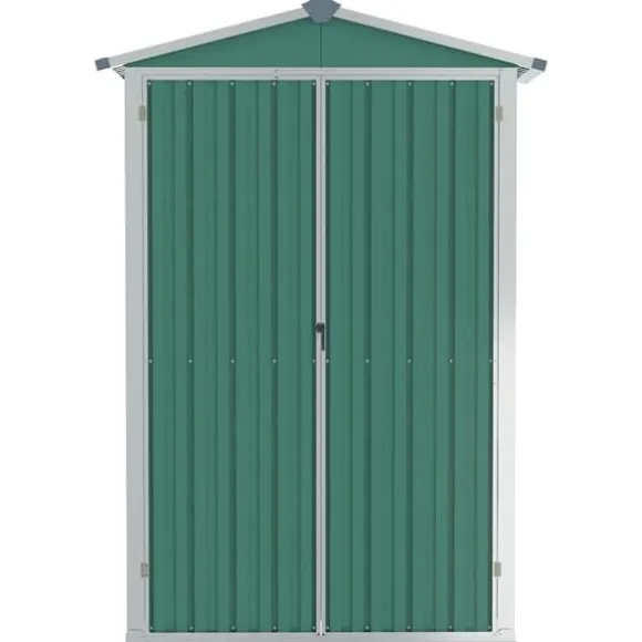 Haveskur i galvaniseret stål - Opbevaringshus | Farve: Grøn | Størrelse: 116x45x175 cm