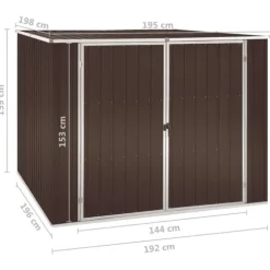 Haveskur i galvaniseret stål - Robust opbevaring til haven | Størrelse: 195x198x159 cm | Farve: Brun