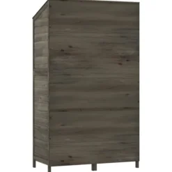 Haveskur i massivt grantræ - Opbevaring til haveredskaber | Farve: Antracitgrå | Størrelse: 102x52x174,5 cm