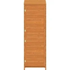 Haveskur i massivt grantræ - Opbevaringsskur til haveredskaber | Farve: Brun | Størrelse: 55x52x174,5 cm