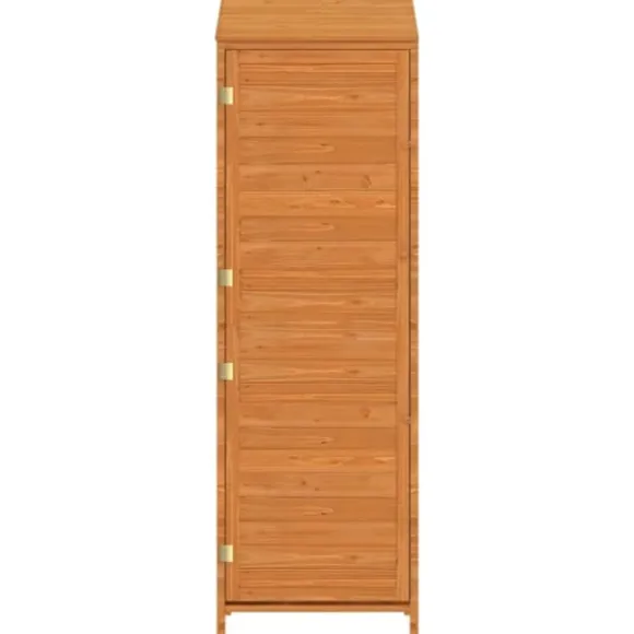 Haveskur i massivt grantræ - Opbevaringsskur til haveredskaber | Farve: Brun | Størrelse: 55x52x174,5 cm