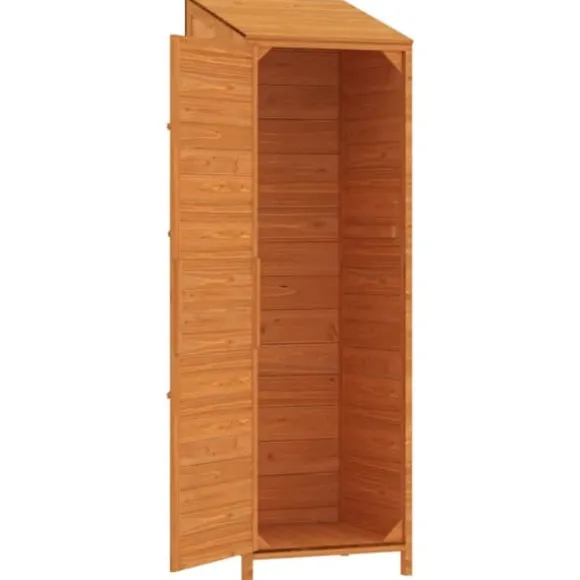 Haveskur i massivt grantræ - Opbevaringsskur til haveredskaber | Farve: Brun | Størrelse: 55x52x174,5 cm