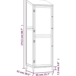 Haveskur i massivt grantræ - Opbevaringsskur til haveredskaber | Farve: Brun | Størrelse: 55x52x174,5 cm