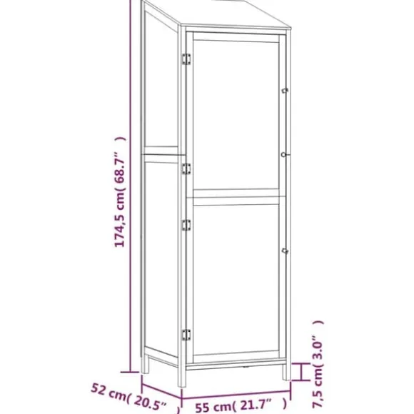 Haveskur i massivt grantræ - Opbevaringsskur til haveredskaber | Farve: Brun | Størrelse: 55x52x174,5 cm