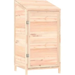 Haveskur i massivt grantræ - Robust opbevaring til haven | Størrelse: 55x52x112 cm