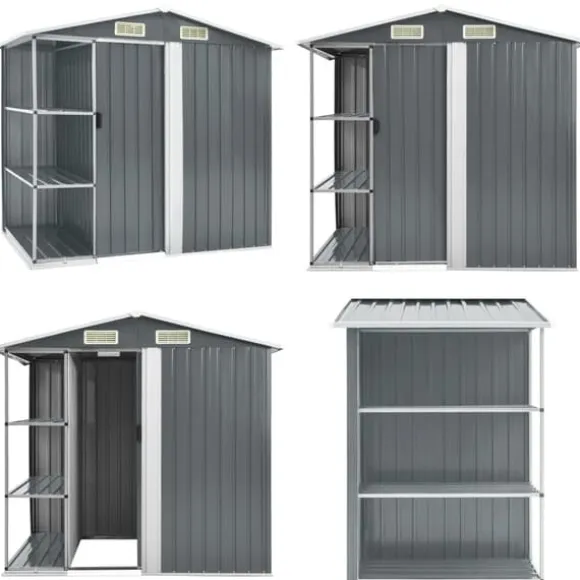 Haveskur med reol 205x130x183 cm jern grå - Haveskur - Haveskure - Home & Living