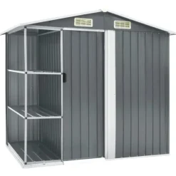Haveskur med reol 205x130x183 cm jern grå - Haveskur - Haveskure - Home & Living