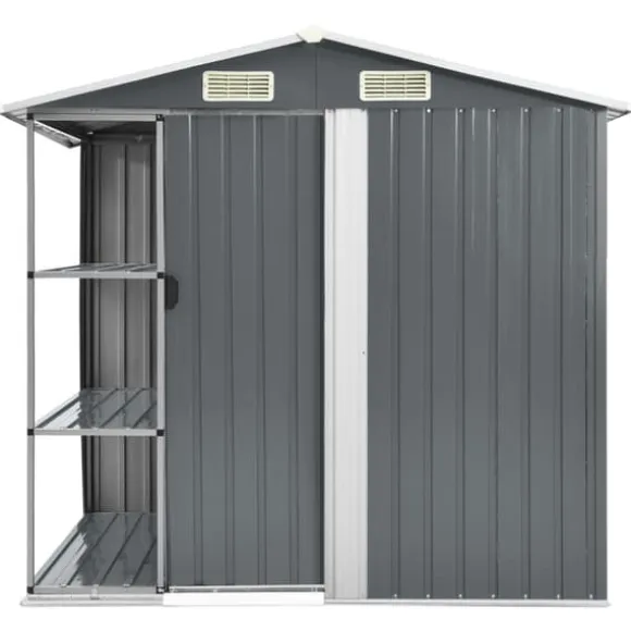 Haveskur med reol 205x130x183 cm jern grå - Haveskur - Haveskure - Home & Living