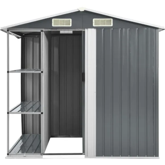 Haveskur med reol 205x130x183 cm jern grå - Haveskur - Haveskure - Home & Living
