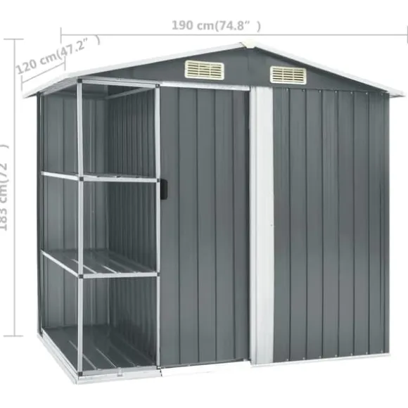 Haveskur med reol 205x130x183 cm jern grå - Haveskur - Haveskure - Home & Living