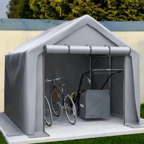 Haveskur og cykelskur 244x241x217 cm haveopbevaringstelt værktøjsskur mørkegrå
