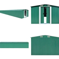 Haveskur 257x990x181 cm galvaniseret stål grøn - Haveskur - Haveskure - Home & Living