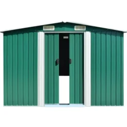 Haveskur 257x990x181 cm galvaniseret stål grøn - Haveskur - Haveskure - Home & Living