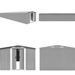 Haveskur 257x990x181 cm galvaniseret stål grå - Haveskur - Haveskure - Home & Living