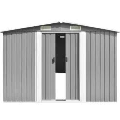 Haveskur 257x990x181 cm galvaniseret stål grå - Haveskur - Haveskure - Home & Living