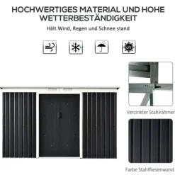 Haveskur, 280x130x172 cm, Mørkegrå