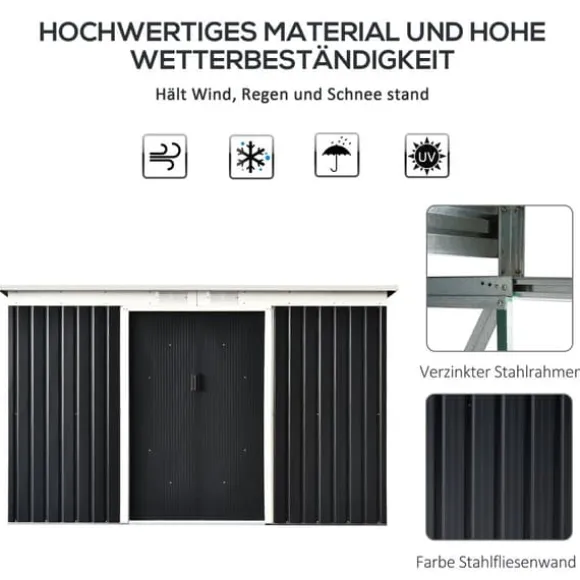Haveskur, 280x130x172 cm, Mørkegrå