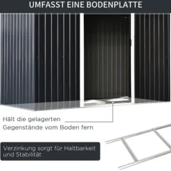 Haveskur, 280x130x172 cm, Mørkegrå