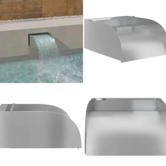 Havespringvand med LED-lys 30x34x14 cm rustfrit stål 304 - Vandfald - Vandfald Med LED-lys - Home & Living