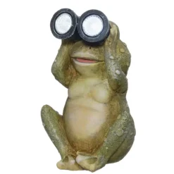 Havestatue Frø med solcellelampe og LED-belysning