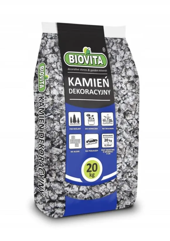 Havesten Dekorativ Granit DALMATISK Grus 8-16MM 20KG Biovita