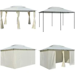 Havetelt med gardiner 4x3 m hvid - Havepavillon - Havepavilloner - Home & Living