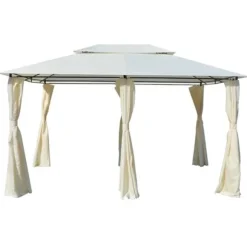 Havetelt med gardiner 4x3 m hvid - Havepavillon - Havepavilloner - Home & Living