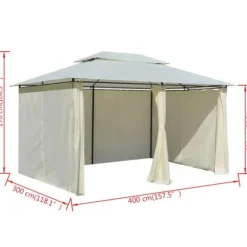 Havetelt med gardiner 4x3 m hvid - Havepavillon - Havepavilloner - Home & Living