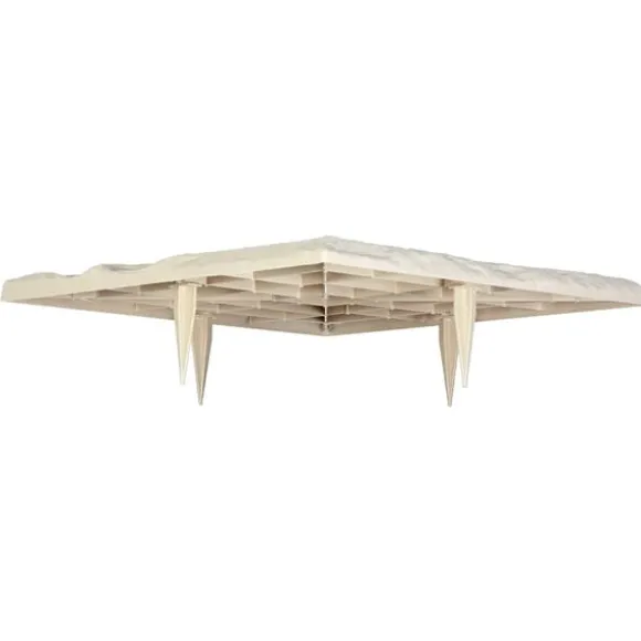 Havetrædesten - Trinsten - Sæt med 4 - 39,5 x 39,5 cm - Vejrbestandig plast - Med jordspyd - Til gangsti i have/terrasse - Beige