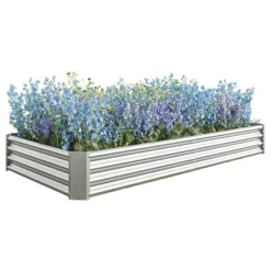 Høj metalplantage, robust stålplade havebed, rustfast og holdbart design, baseløs kasse, perfekt til grøntsager, krydderier og blomster