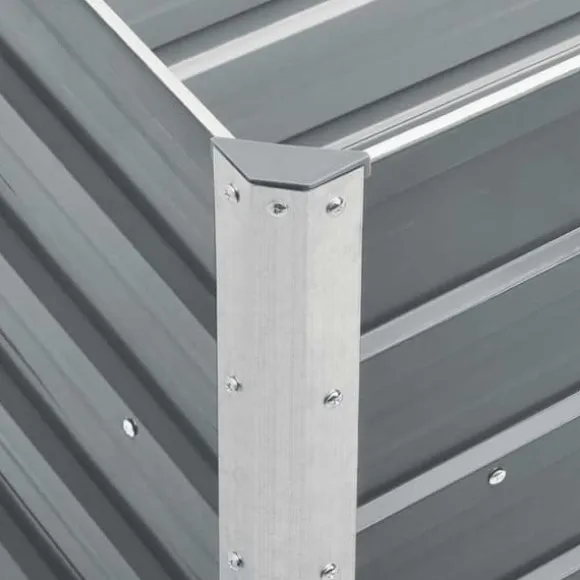 Høj plantekasse i galvaniseret stål - Ideel til planter | Størrelse: 240x40x77 cm | Farve: Grå