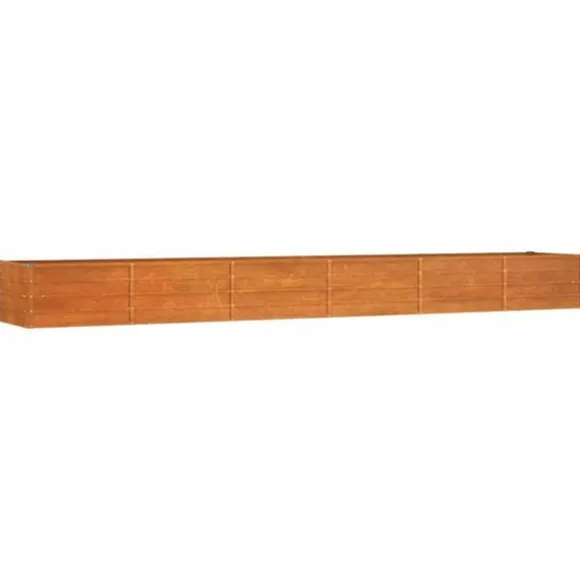 Højbed i cortenstål - Dybt og robust design | Størrelse: 480x80x45 cm | Farve: Rustfarvet