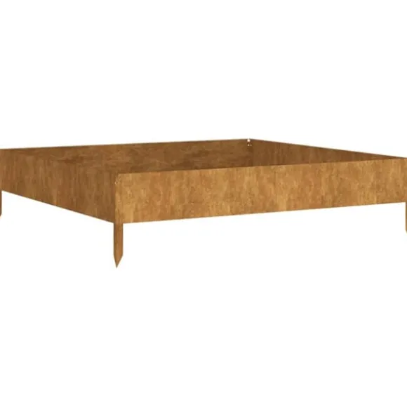 Højbed i cortenstål - Udsmykning til have, altan eller terrasse | Størrelse: 100x100x26 cm