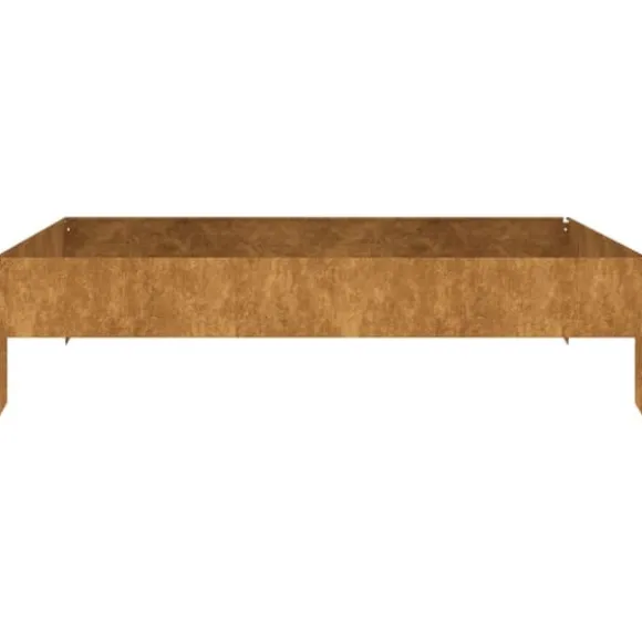 Højbed i cortenstål - Udsmykning til have, altan eller terrasse | Størrelse: 100x100x26 cm