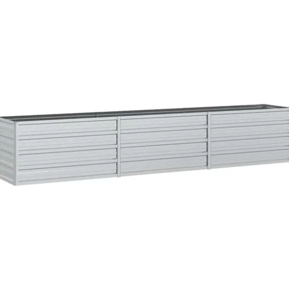 Højbed i galvaniseret stål - Plantekasse | Størrelse: 240x40x45 cm | Farve: Sølv