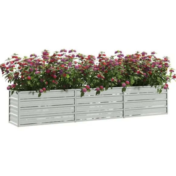 Højbed i galvaniseret stål - Plantekasse | Størrelse: 240x40x45 cm | Farve: Sølv