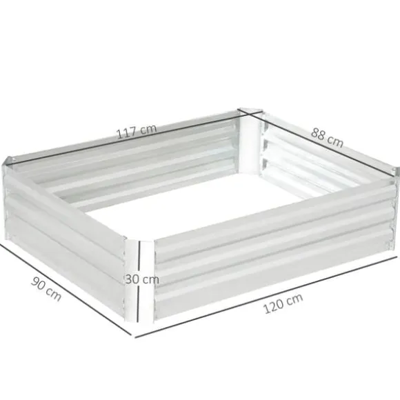 Højbed i galvaniseret stål 120x90x30 cm, sølv – til blomster & grøntsager