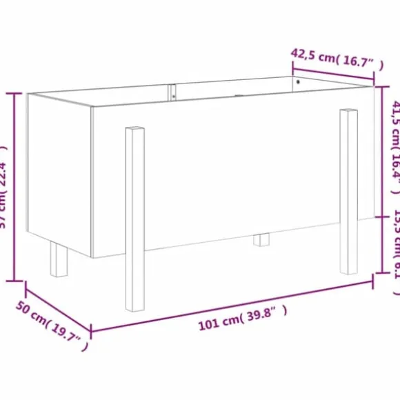 Højbed i massiv fyrretræ - Plantekasse til have | Størrelse: 101x50x57 cm | Farve: Hvid