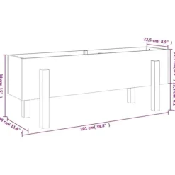 Højbed i massiv fyrretræ - Plantekasse til have | Størrelse: 101x30x38 cm | Farve: Hvid