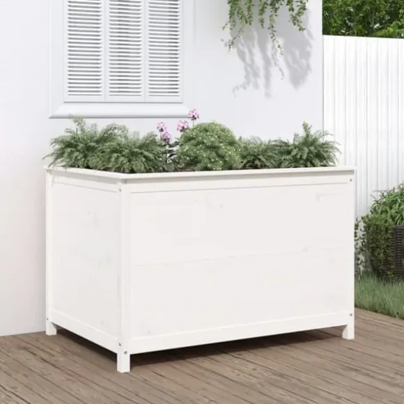 Højbed i massiv fyrretræ til haver og terrasser | Størrelse: 119,5x82,5x78 cm | Farve: Hvid
