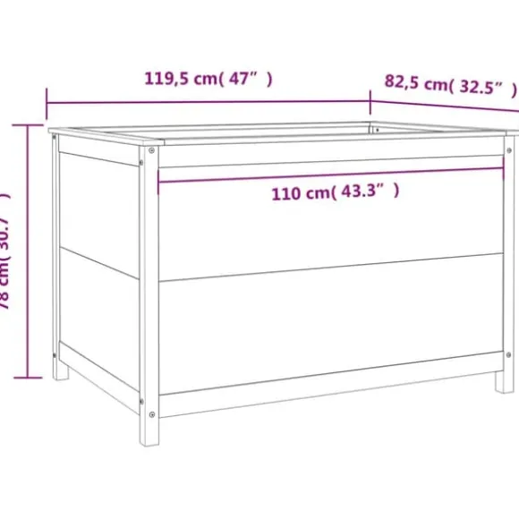 Højbed i massiv fyrretræ til haver og terrasser | Størrelse: 119,5x82,5x78 cm | Farve: Hvid