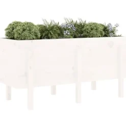 Højbed i massivt fyrretræ - Plantekasse til have og balkon | Størrelse: 121x50x57 cm | Farve: Hvid